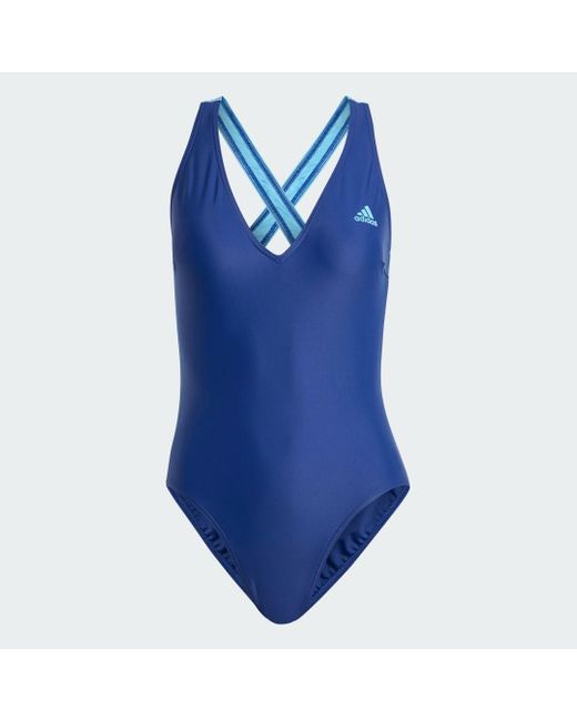 Adidas Blue 3-stripes Swimsuit