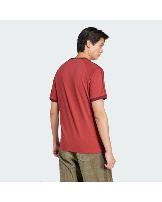 Adidas Red Adicolor Classics 3-Stripes Tee for men