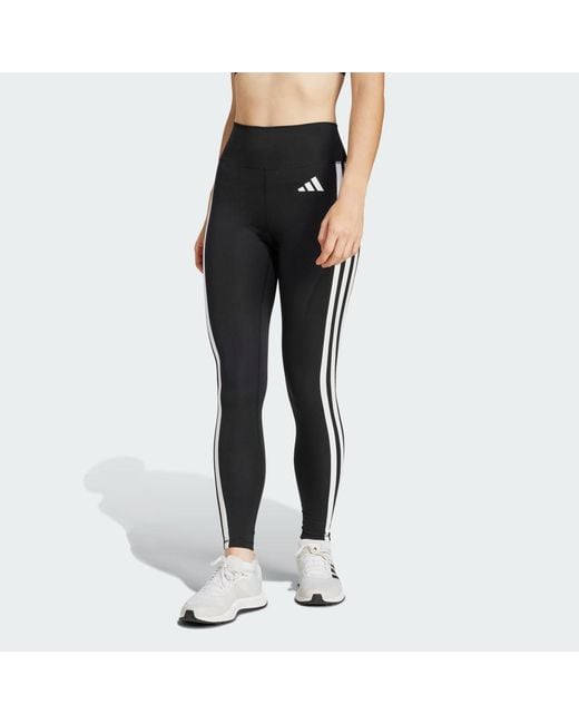 Adidas Black Optimé Essentials 3-Stripes 7/8 Leggings