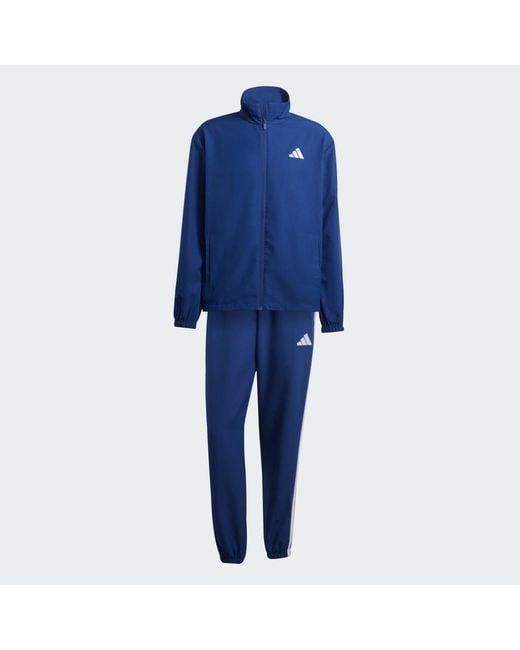 Adidas Blue 3-Stripes Woven Tracksuits for men