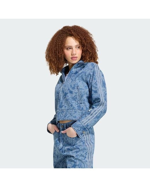 Adidas Originals Blue Jacket Adidas Liberty London Firebird Denim Tracktop Medium Vintage Denim/ Light Denim