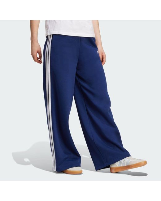 Pantaloni 3-Stripes Fleece Larghi di Adidas in Blue