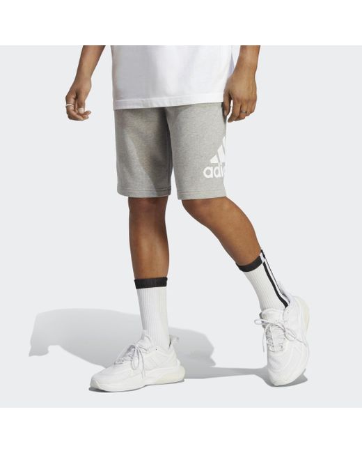 Adidas Gray Essentials Big Logo French Terry Shorts for men