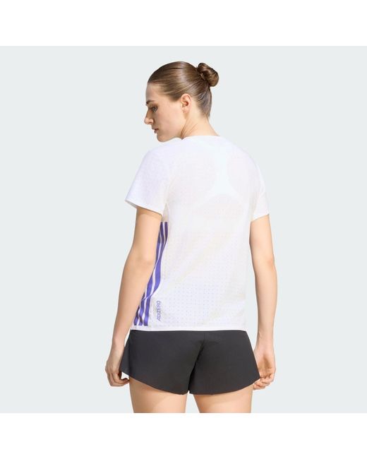 Adidas White Adizero Running T-Shirt