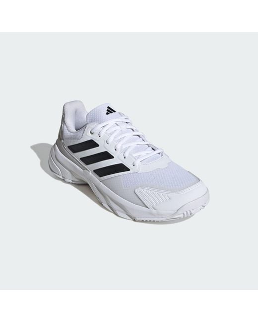 Adidas White Courtjam Control 3 Tennis Shoes for men