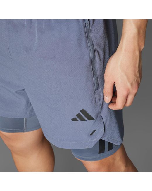 Short 2-In-1 Power di Adidas in Blue da Uomo