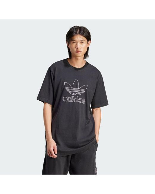 Adidas Black Adicolor Outline Trefoil T-shirt for men