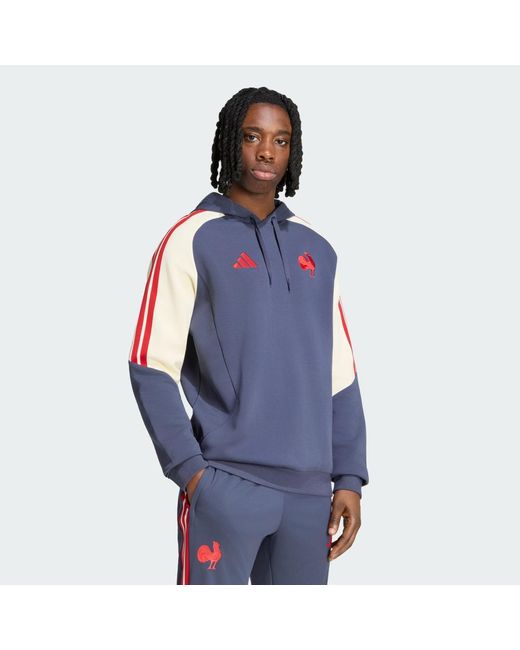 Adidas Blue France Rugby Hoodie for men