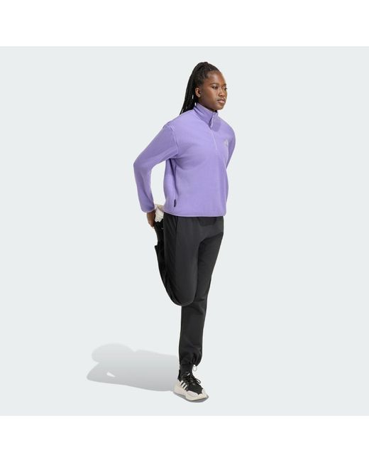 Adidas Purple Adi365 Running Essentials Winterized Fleece Half-Zip