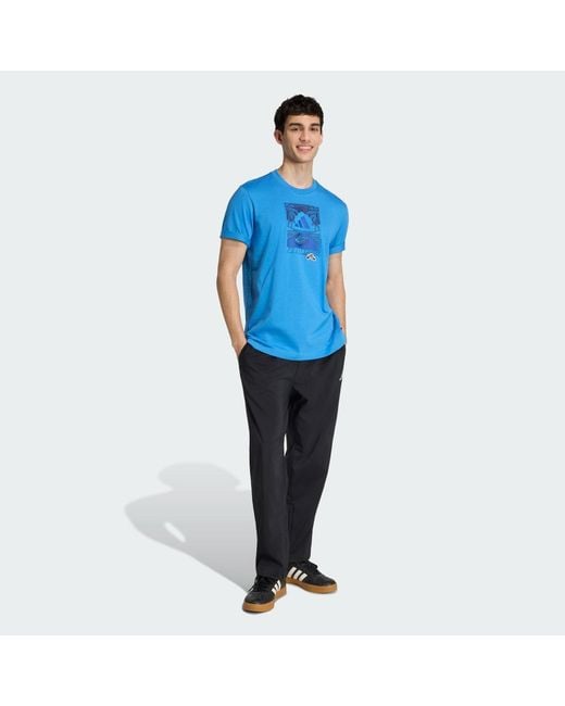 Adidas Blue Summer Slides Relax Graphic T-Shirt for men