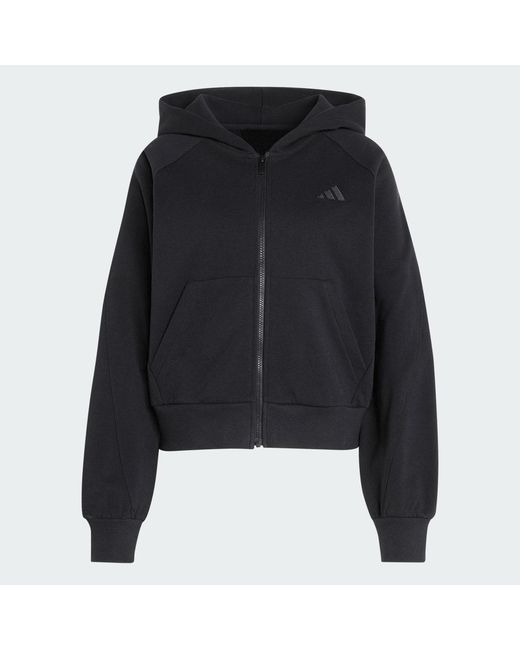 Adidas Black Kit Small Logo Full Zip Hoodie