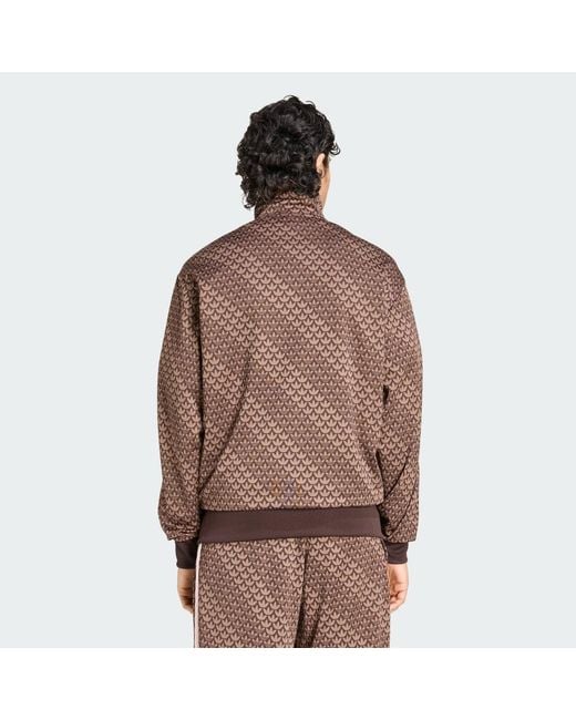 Adidas Originals Brown Sweatshirt Adidas Firebird Loose Monogram Track Top Aurora Coffee/ Earth Strata/ Sandy for men