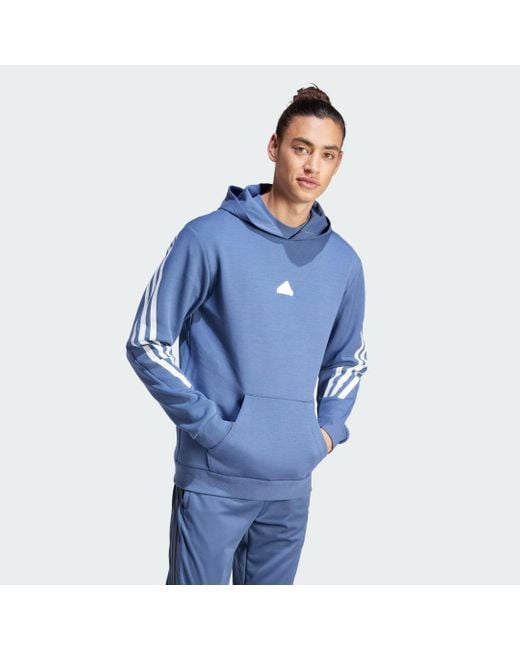 Adidas Blue Future Icons 3-Stripes Hoodie for men