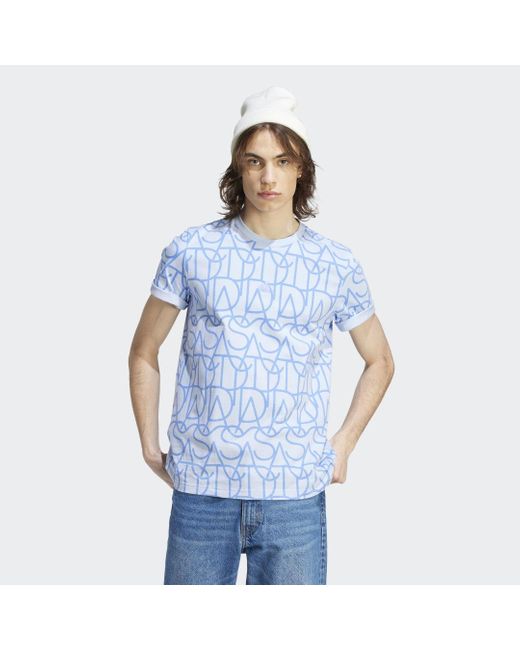 Adidas Blue Script T-Shirt for men