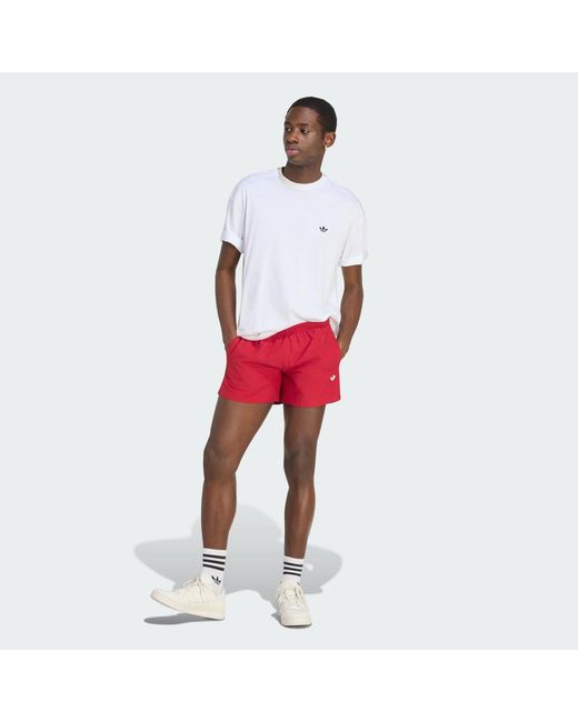 Adidas Red 3 Stripes Swimshorts for men