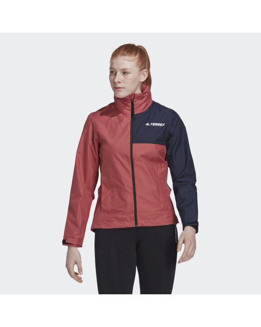Adidas Red Terrex Multi Rain.rdy Primegreen Two-layer Rain Jacket