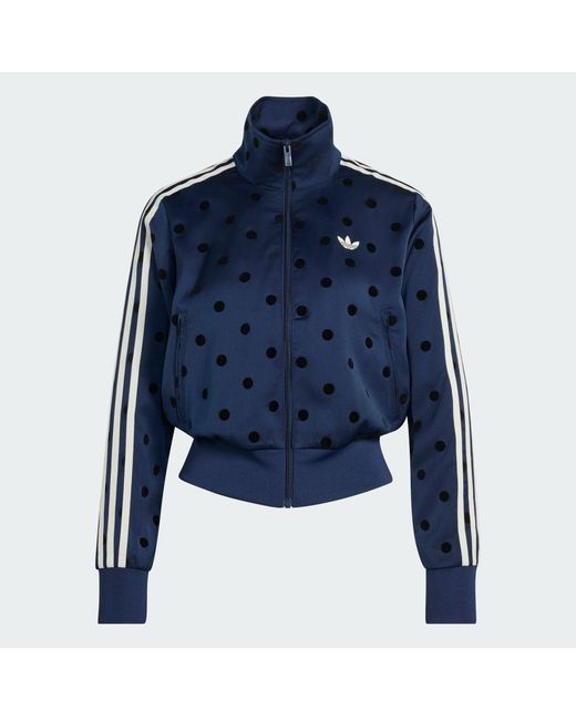 Adidas Blue Satin Polka Dots Tt Track Top