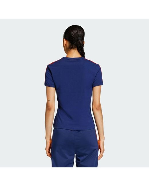 Adidas Blue 3-Stripes Slim T-Shirt