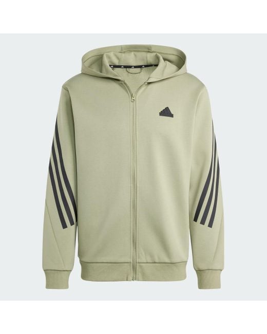 Adidas Green Future Icons 3-Stripes Full Zip Hoodie for men