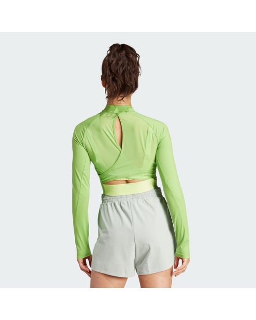 Maglia HIIT HEAT.RDY Long Sleeve Crop di Adidas in Green