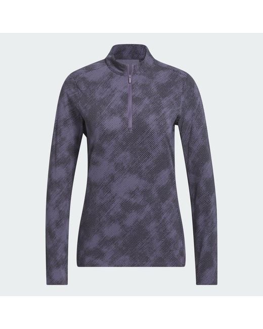 Adidas Blue Ultimate365 Printed Quarter-Zip Mock Neck Top