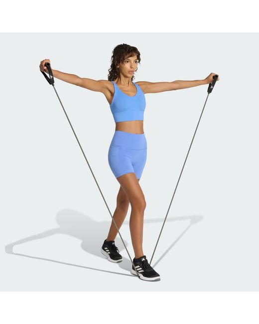 Adidas Blue 3 Stripes Studio All Me Light Support Bra