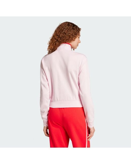 Giacca Da Allenamento Essentials Color Pop French Terry Crop Quarter-Zip di Adidas in Red