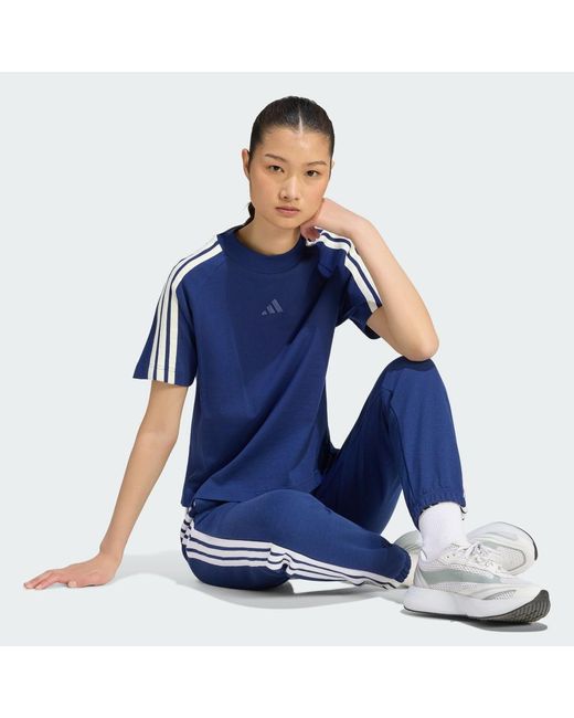 Adidas Blue Kit 3-Stripes T-Shirt