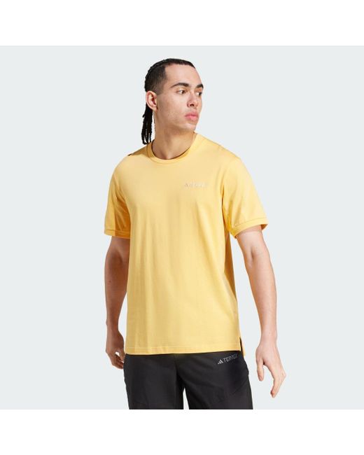 Adidas Yellow Terrex Xploric Logo Short Sleeve T-shirt for men