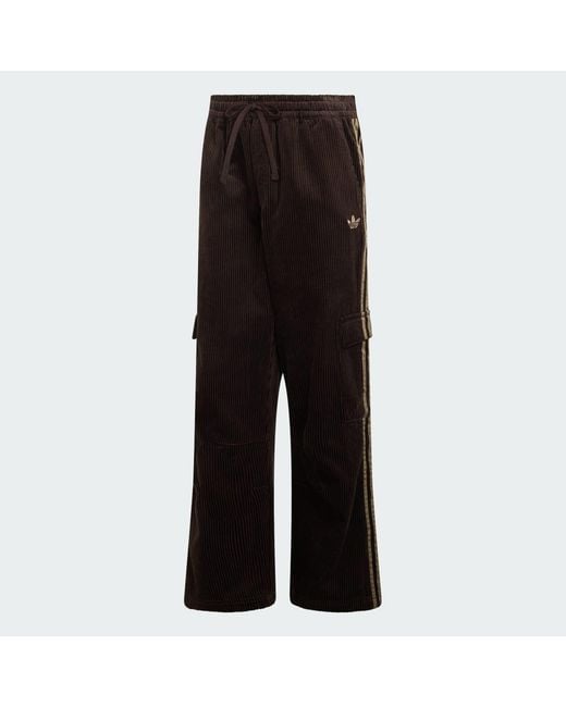 Adidas Black Adicolor Cord Cargo Trousers for men