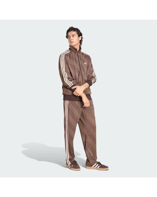 Adidas Originals Brown Sweatshirt Adidas Firebird Loose Monogram Track Top Aurora Coffee/ Earth Strata/ Sandy for men