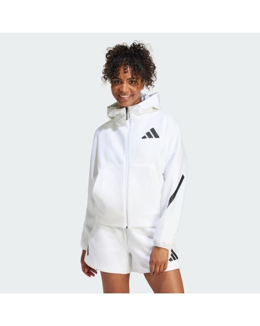 Adidas White Z.n.e. Full-zip Hoodie