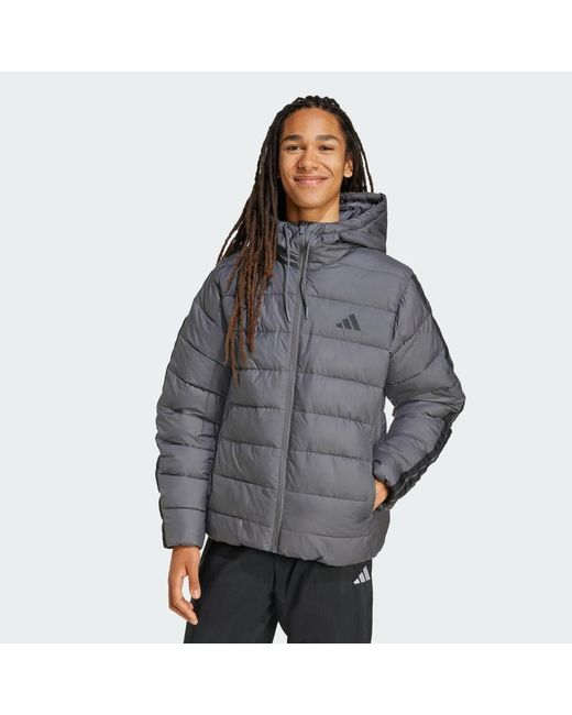 Adidas Gray Essentials Climawarm 3-Stripes Synthetic Down Jackets for men