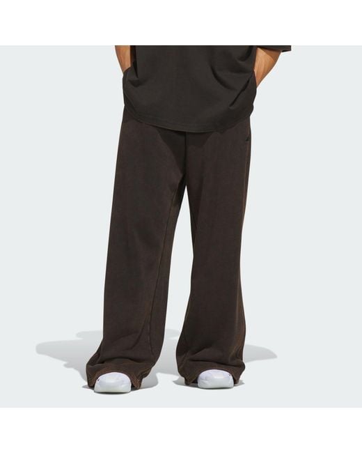 Adidas Black Basketball Washed Fleece Wide Leg Joggers