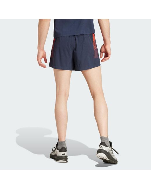 Adidas Blue Team Gb Adizero Running 3-Inch Split Shorts for men