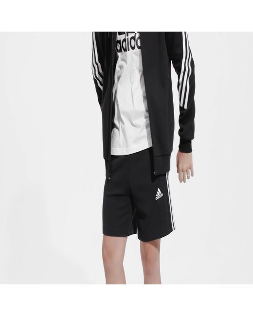 Adidas Black Essentials Fleece 3 Stripes Shorts for men