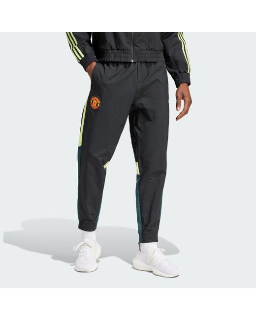 Adidas Black Manchester United Woven Tracksuit Bottoms for men