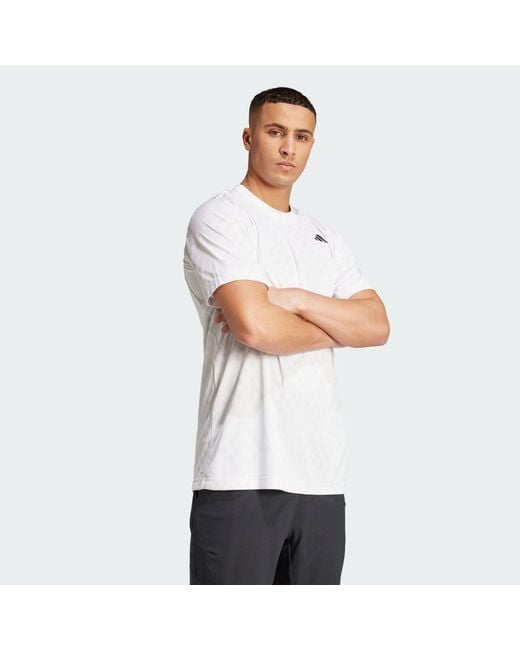 Adidas White Club Tennis Climacool Graphic T-Shirt for men
