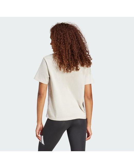 Adidas White Essentials 3-Stripes Cotton T-Shirt