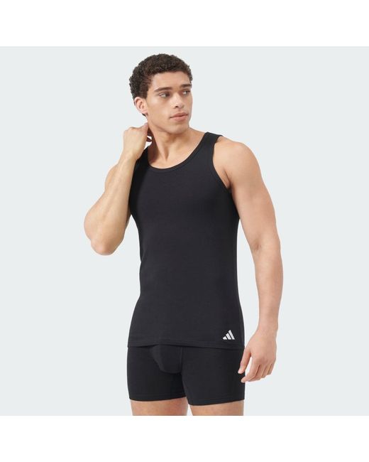 Adidas Black Active Flex Cotton Tank Top 2-Pack Underwear for men