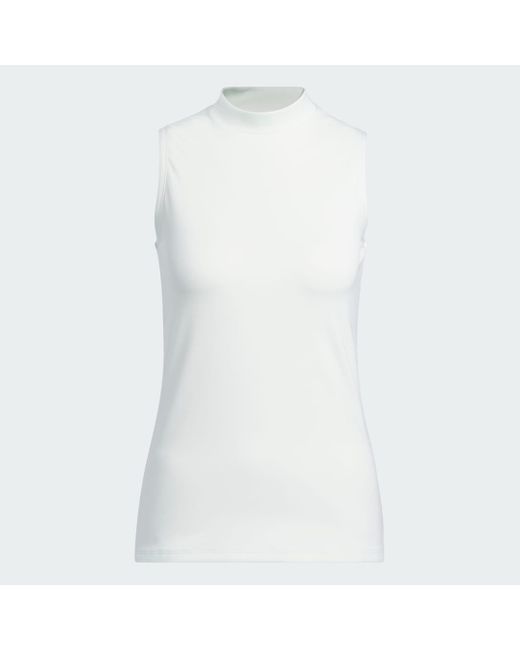 Adidas White Women's Ultimate365 Sleeveless Mock Neck Polo Shirt