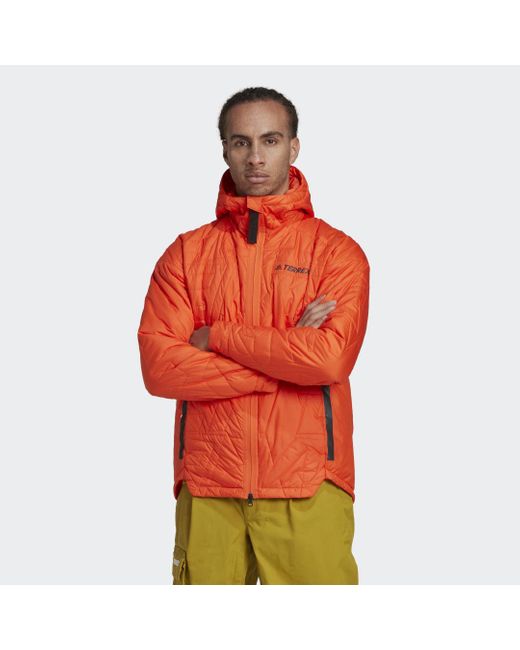 Adidas Red Terrex Myshelter Primaloft Hooded Padded Jacket for men