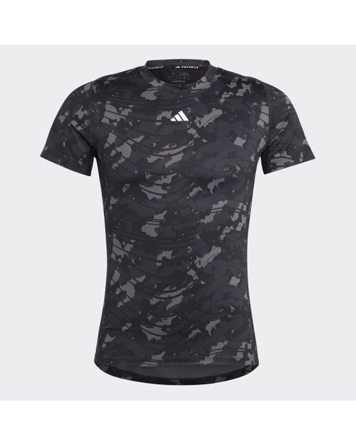 Adidas Gray Techfit Allover Print Training T-shirt for men
