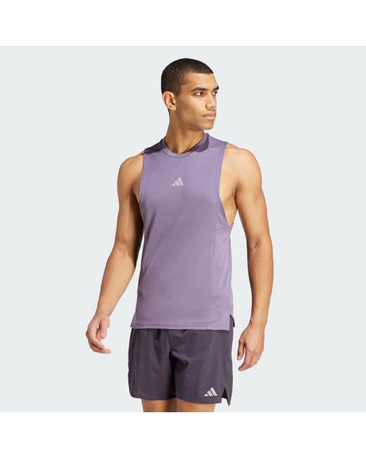 Adidas Purple Designed For Training Workout Heat.rdy Tank Top for men