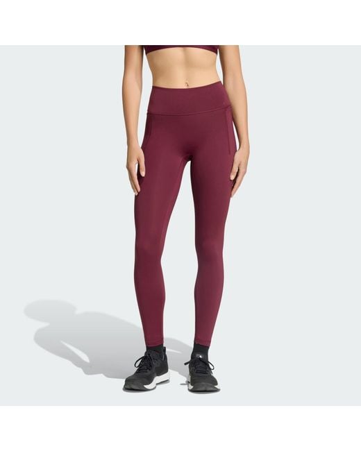 Adidas Red Optime Workout Full Length Leggings