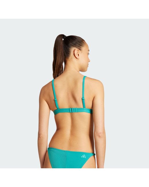 Adidas Blue Iconisea Ribbed Padded Triangle Bikini Top