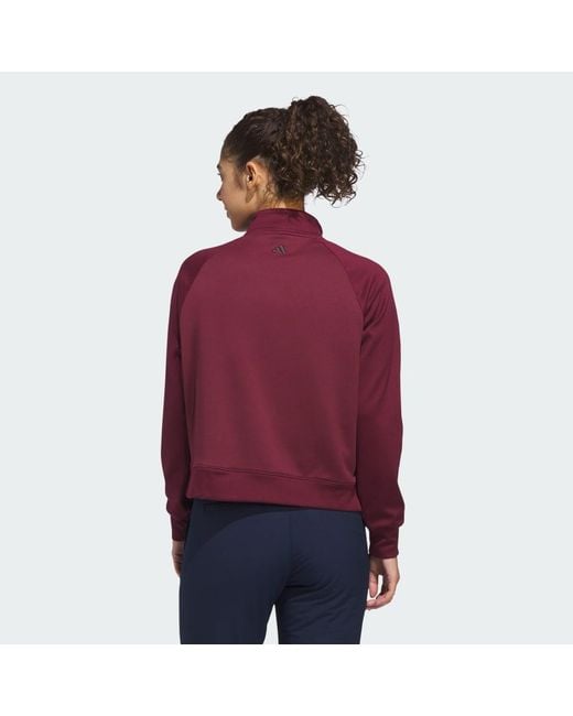 Adidas Red Ultimate365+ Climawarm Loose Quarter-Zip Hooded Jacket