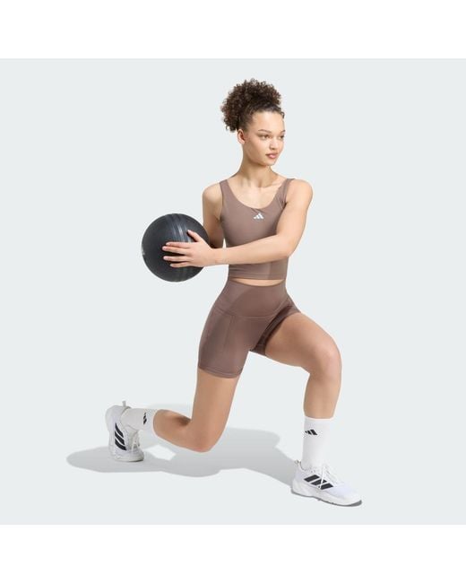 Adidas White 3 Stripes Studio All Me Booty Short Leggings