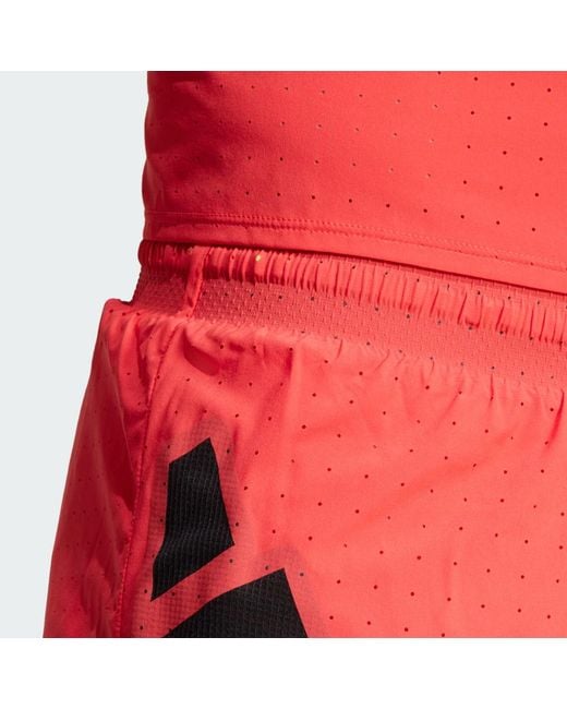 Adidas Red Adizero Road To Records Split Shorts for men