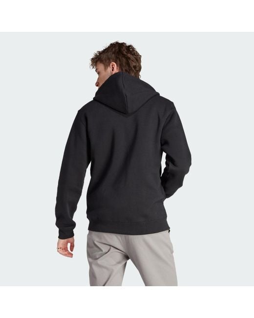 Adidas Black Trefoil Essentials Full-Zip Hoodie for men